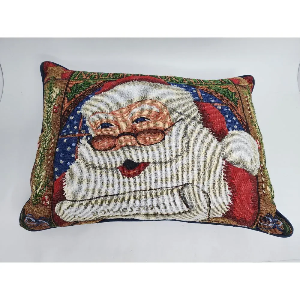 Christmas Pillow Tapestry Santa Naughty Or Nice Needlepoint‎